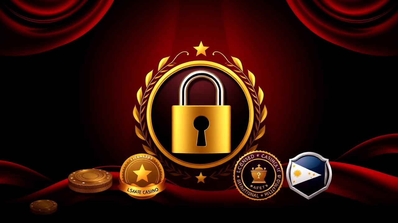 Licensed and safe 7JL casino with gold padlock, license seal and trust badges