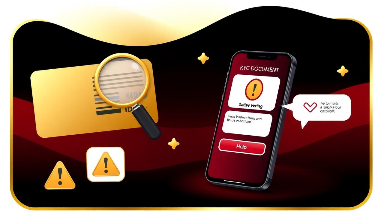 7JL account verification troubleshooting with ID card, magnifier and KYC error on phone